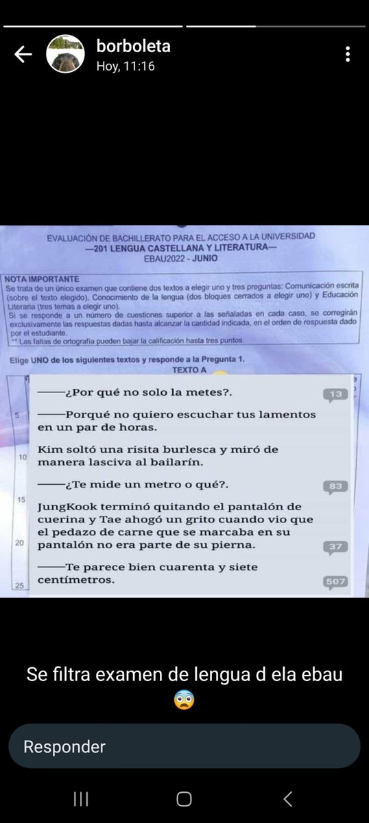 SE HA FILTRADO EL EXAMEN DE LENGUA DE LA EVAU
