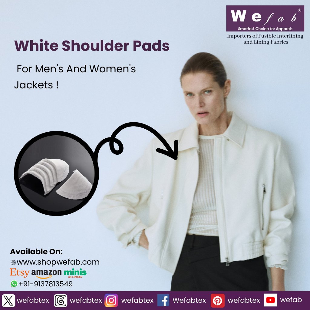 wefabtex's tweet photo. Add instant sophistication and edge to any outfit🥼✨
Perfect for adding a touch of power dressing to a casual look or taking your formal attire to the next level.

Shop now: https://t.co/Xmta3dv3xc
Visit our website: https://t.co/8PzN8QBcpu

#ShopWeFab #shoulderpad #fabric https://t.co/5VXgYLHslj