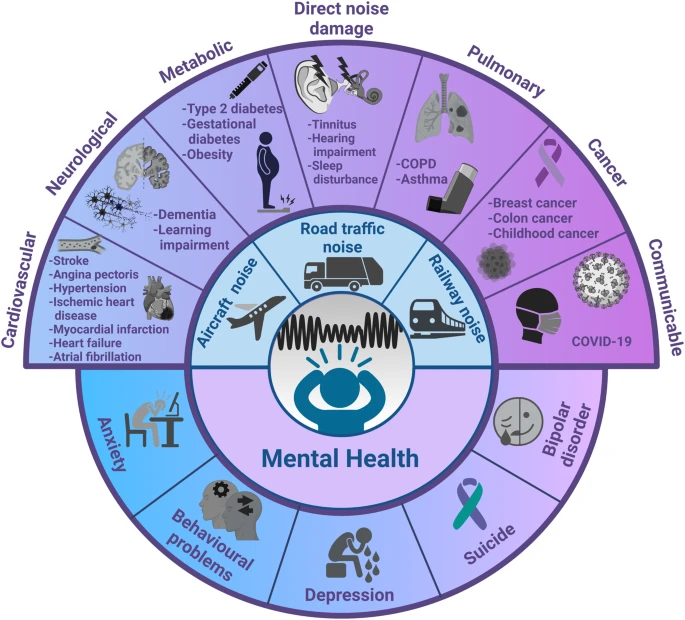 Efectos del ruido en diferentes sistemas del organismo y en la salud mental. POR NO HABLAR DE LA MOLESTIA.