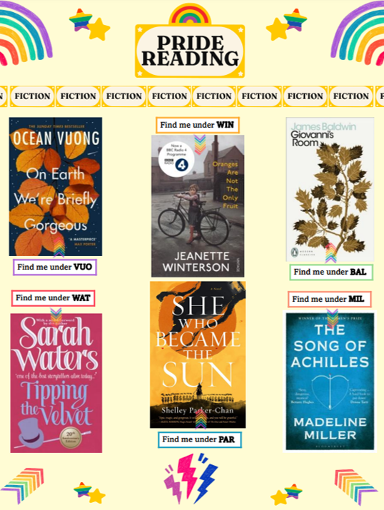 HWSFLibrary's tweet photo. Pride is always a month of celebration in the Library. Below are just some of the highlighted titles to take a read of this month! 📚🏳️‍🌈🏳️‍⚧️✨ https://t.co/aER6Lar17G