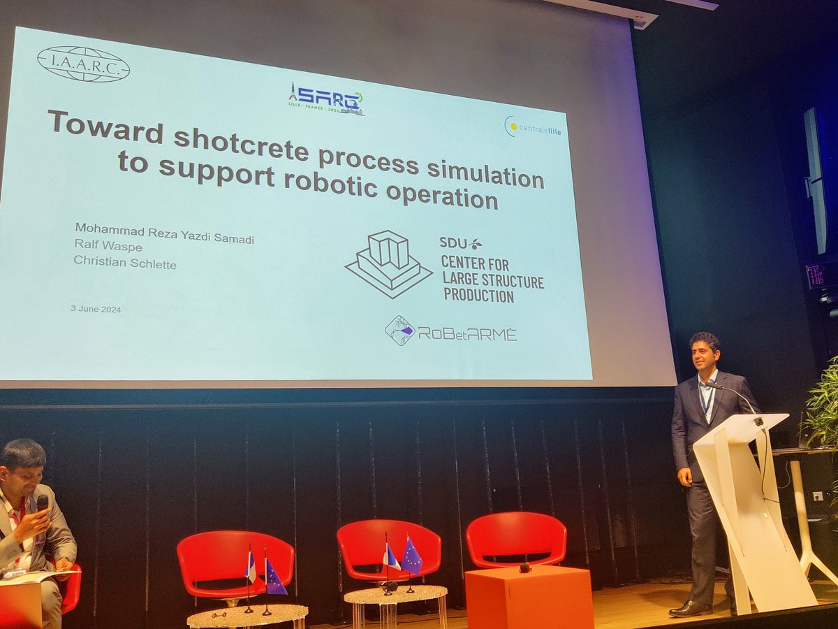 🌍 "Towards shotcrete process simulation to support robotic operation" was the title of the <a href="/SyddanskUni/">Syddansk Universitet</a>  presentation of their achievements in the <a href="/robetarme/">RoBétArmé Project</a>  at the 41st International Symposium on Automation and Robotics in Construction. 🌍🤖

lnkd.in/gbFAQESA