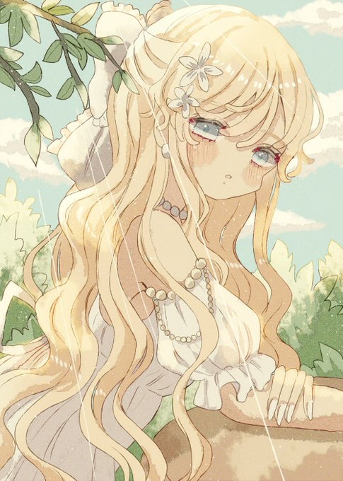 「hair ornament white flower」 illustration images(Latest)