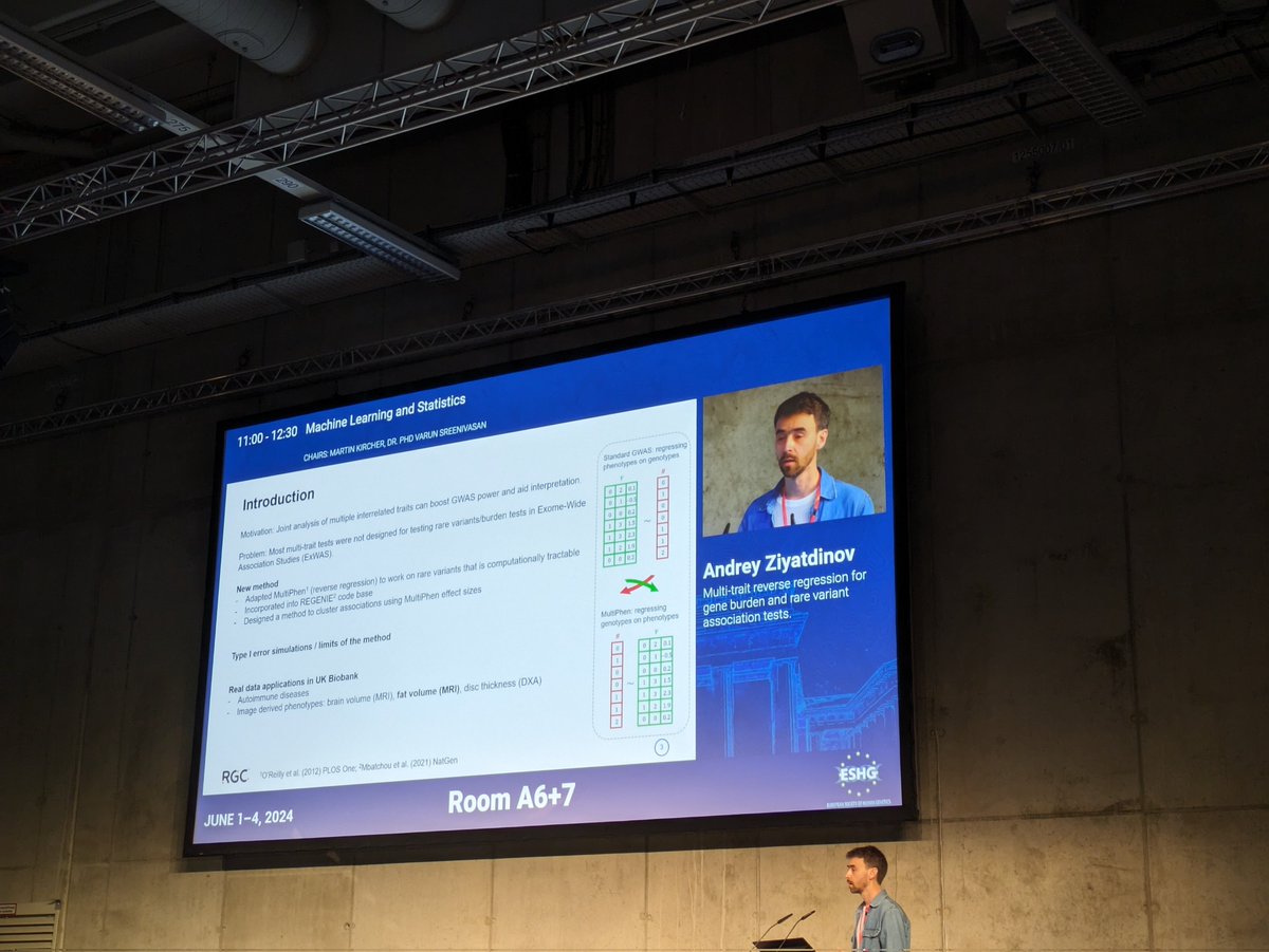 Andrey Ziyatdinov: A multi-trait reverse regression for gene burden and  rare variant association tests.
#eshg2024