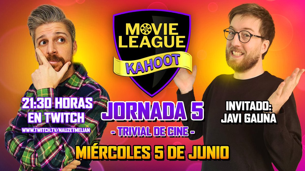 nowseed's tweet photo. 🚨5 de junio a las 21:30, directo en Twitch jugando la Jornada 5 de Movie League Kahoot.

Invitado Especial: @JaviPapafrita 

Javi jugará en directo e intentará colarse en el TOP 5 de la Clasificación General.

Además, ¡hay nueva pregunta!
Os espero⬇️
https://t.co/RaT14i9lRV https://t.co/OlgO9cXWdW