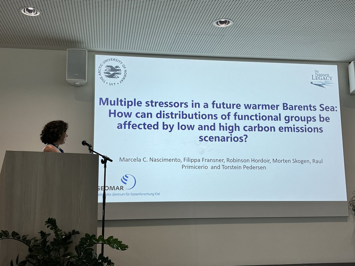 sheilaheymans's tweet photo. Session 4 of #Ecopath40 on climate change, social etc and ensemble modelling starts with a talk by Marcela Nascimento on the Barents Sea https://t.co/CFRLKYW1DF