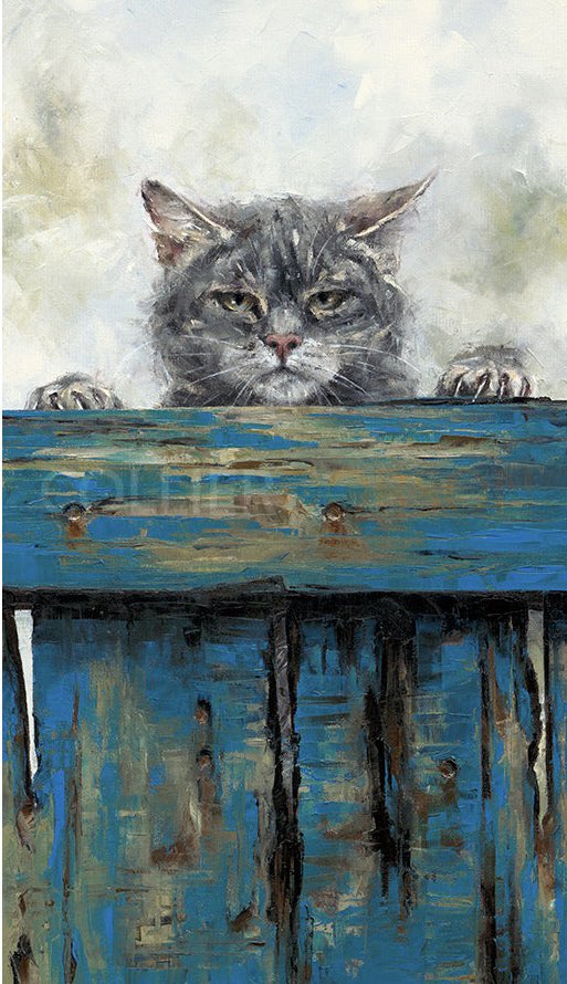 Today is International Hug your Cat Day 2024 - yes there is such a thing 😻  Not too sure though that this tabby wants to be hugged! 

The Neighbourhood Watch by Anthony Dobson. 
Bring a little feline love to your walls. 

thegaslampgallery.com/product/anthon…