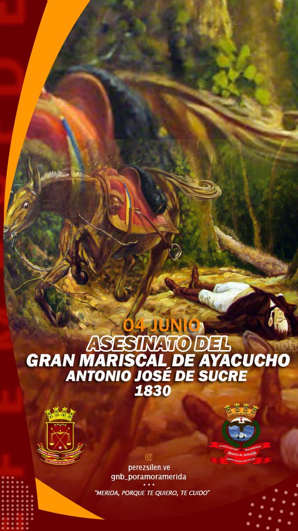 "Se cumplen 191 años del vil asesinato de Antonio José de Sucre, uno de los imprescindibles de la historia independentista de Venezuela. El Gran Mariscal de Ayacucho vive hoy en la memoria, las acciones y los valores de lealtad y disciplina de los pueblos de la Patria Grande”.