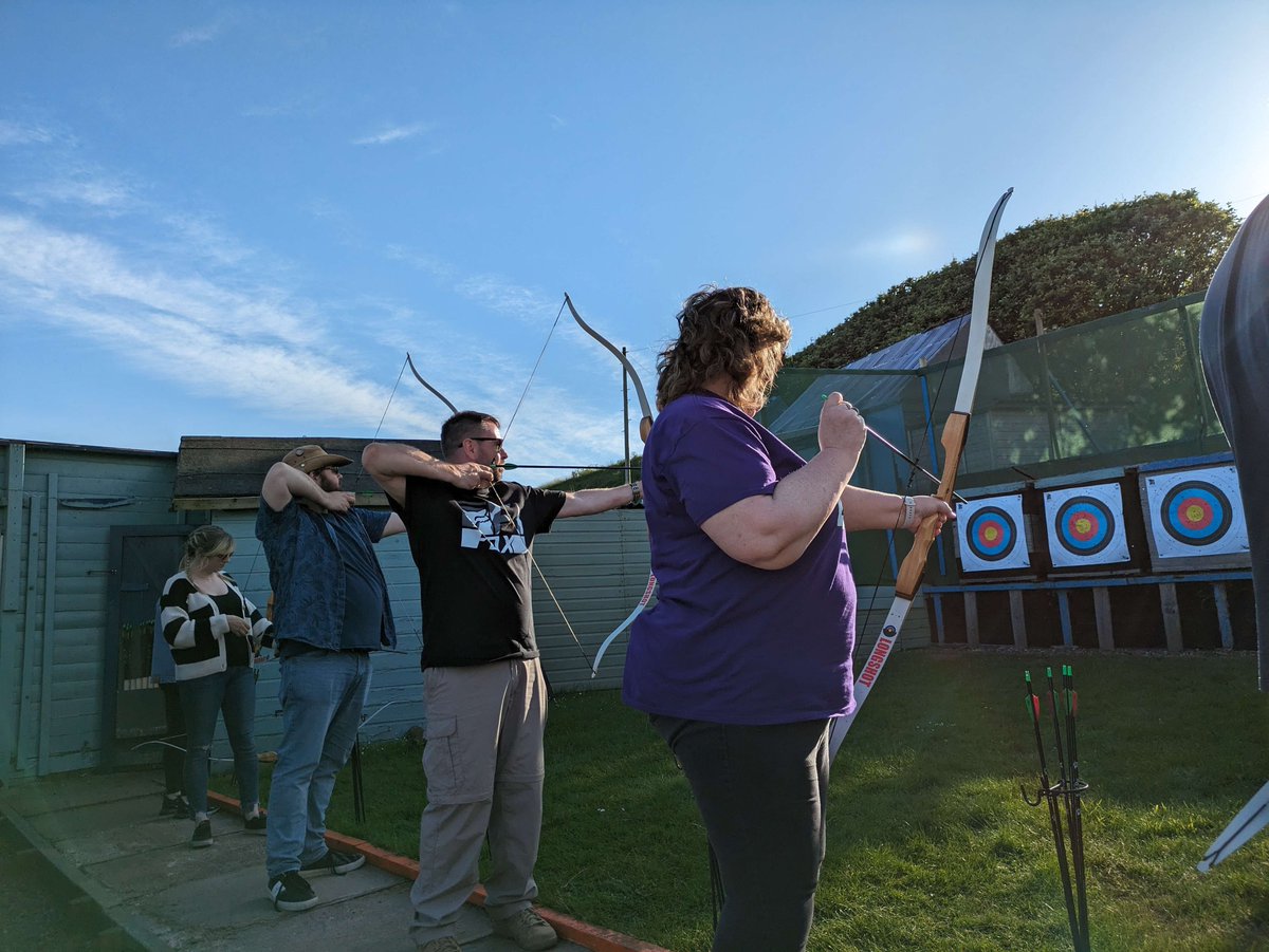 CodingDino's tweet image. Not game dev, but still cool - went axe throwing and archery-ing yesterday with some work mates!
