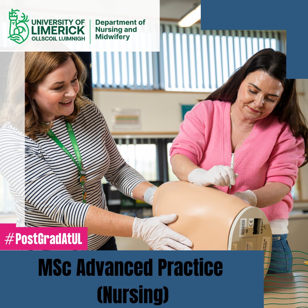 Interesting in pursuing MSc Advanced Practice (Nursing)?

The closing date for applications is Friday 28th June 2024.

Thinking Postgrad? Think UL.

Apply online today or find more information at ul.ie/gps/advanced-p…