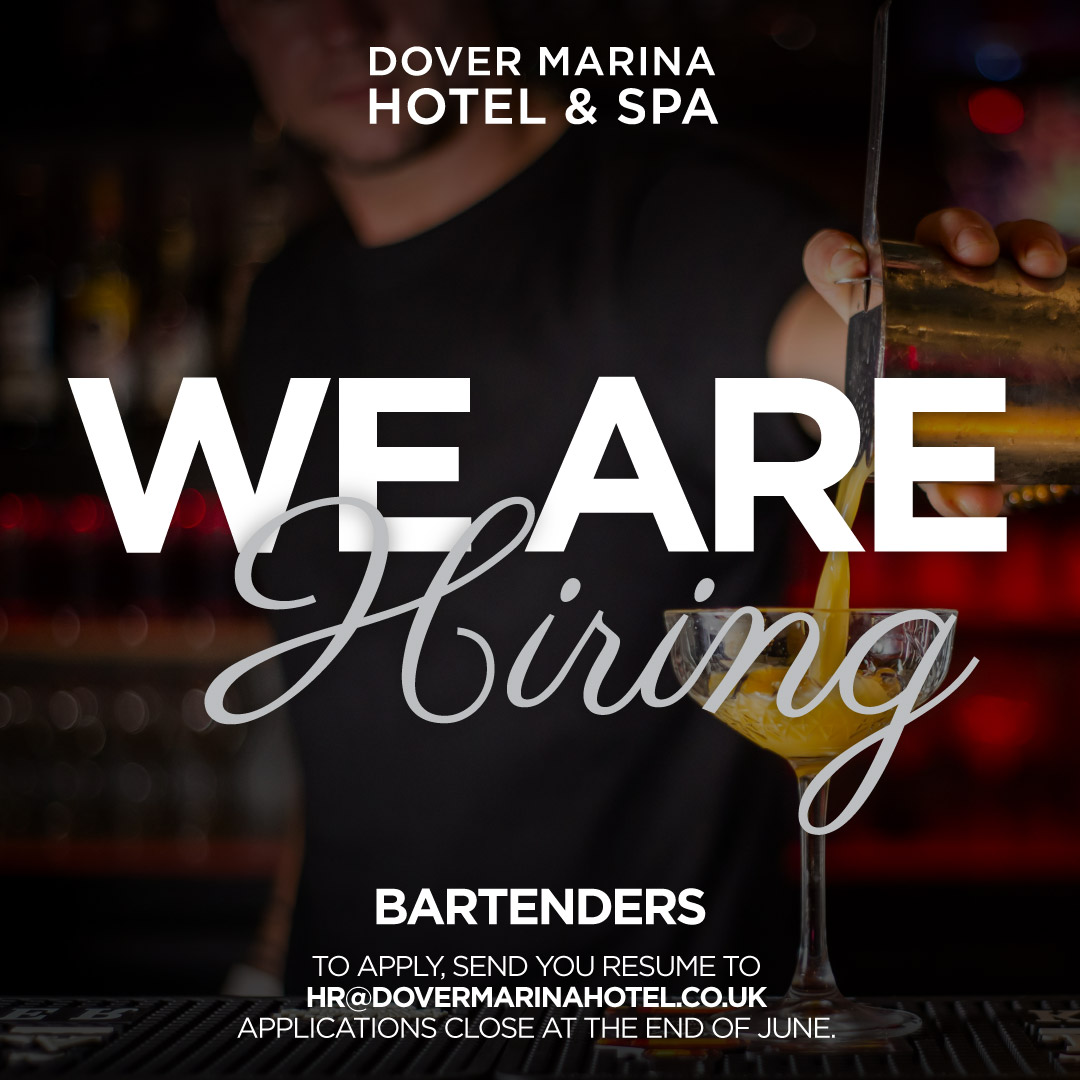 We are #hiring! Join the #DoverMarina Hotel & Spa team as a Bartender. Applications close at the end of June.

To apply, please send your resume to: hr@dovermarinahotel.co.uk

#KentJobs #DoverJobs #Dover