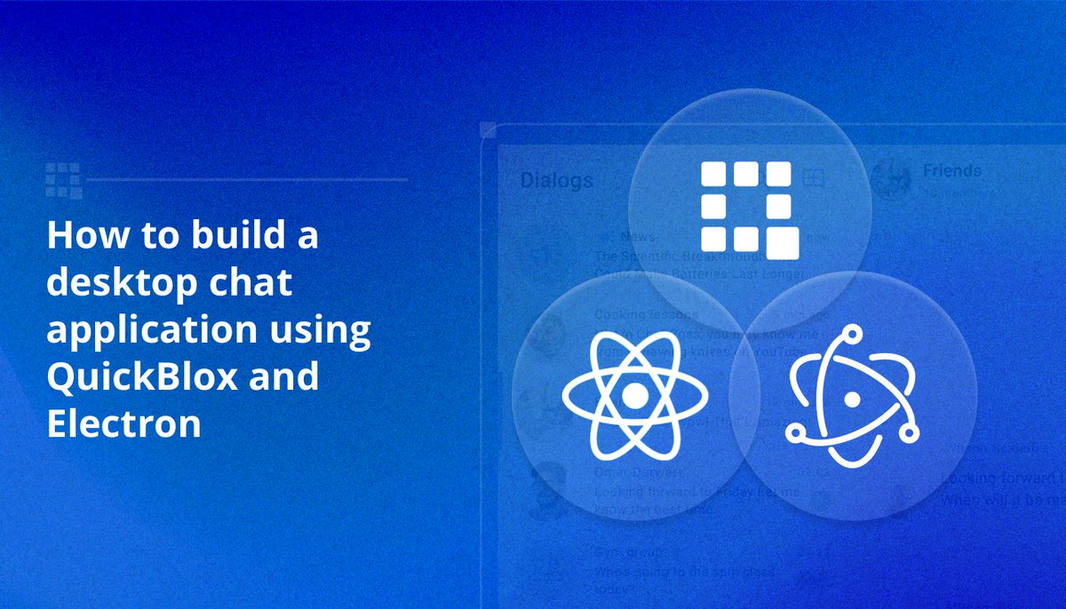 QuickBlox's tweet photo. Take your coding skills to the next level this week! 🚀

Learn how to build a desktop chat application using QuickBlox and Electron. Dive into our latest blog post and get started today. 💬💻

Read more: https://t.co/N7Uq7qzP5j

#WebDev #QuickBlox #Electron #ChatApp #TechTuesday https://t.co/rJaEguTf0i