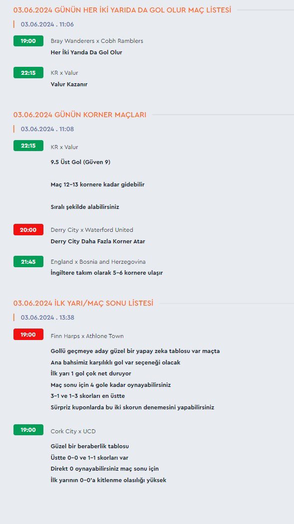 Tahminoloji 03.06.2024 bülteninde :

Günün Alternatif Kombinesi ✅

Cork City-UCD Beraberlik🎯✅

Cork City-UCD 0’dan 0 🎯✅

Cork City-UCD Skor 0-0🎯✅

Tahminoloji KAZANDIRIR🟡🔵🟢

Pro üyelik alarak bu paylaşımları düzenli olarak her gün alabilirsiniz

⬇️⬇️⬇️⬇️⬇️⬇️⬇️