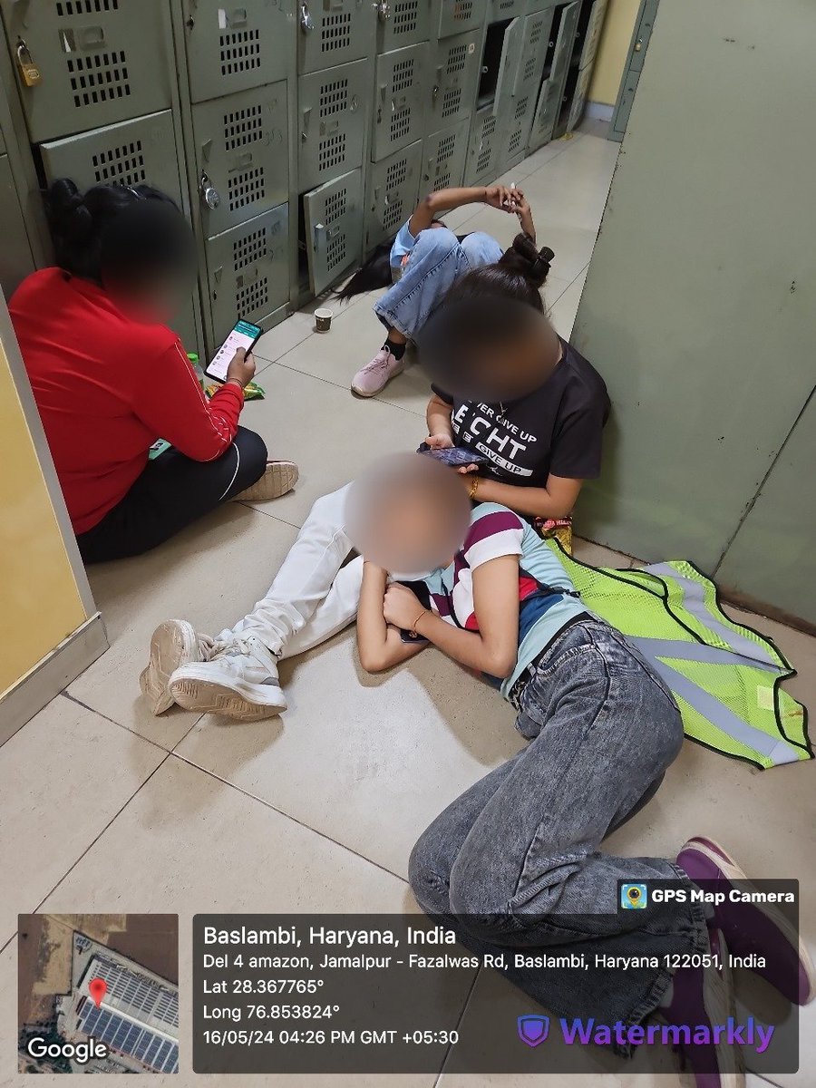 AiwuInd's tweet photo. During the ongoing heatwave, Amazon warehouse workers are forced to rest in locker rooms due to lack of proper facilities. AIWA urges Amazon to provide decent resting areas and implement immediate heat protection measures. ✊🏽#AmazonWorkers #Heatwave #MakeAmazonPay https://t.co/wzblSraujb