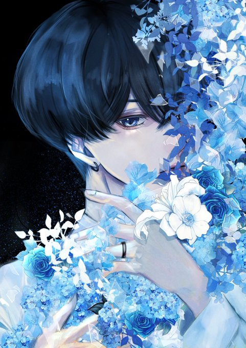 「blue eyes white flower」 illustration images(Latest)