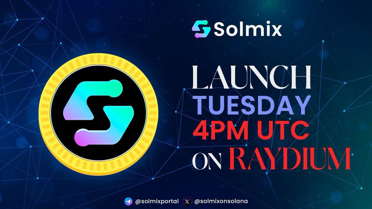SolMixonSolana's tweet photo. 🌟 SolMix Launch Announcement!

We filled a 2000 SOLANA Presale quickly and with ease. We will be launching today at 4pm UTC with the Mixer Utility live within a couple hours after launch. 

Things to watch out for today 👀: 

🪙 CMC 
🦎 CG 
🦅 DexScreener Trending
📈 DexTools Trending
🤖 Reddit Trending
🦜 Birdeye Trending
✈️ T1 TG KOLs (More than 20 huge TG KOLs booked)
🚨 T1 CT KOLs (More than 20 huge twitter KOLs booked)
📈 CEX Listings 

🔥 Contract: 7ftqtVJsWNho9zCswLHkN1w9GuVyWqLdp93rPYuuPB7p

https://t.co/gv828oQj8t

https://t.co/RxMJJjZM0z

https://t.co/d28bnV8WFk

https://t.co/Gxj9xxoxth