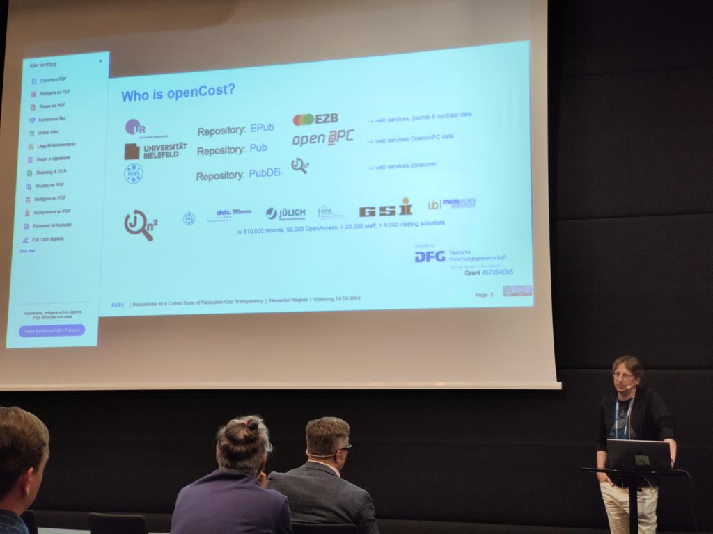 Very interesting presentation at #openrepos2024 from DESY about tracking APC, BPC, EPC costs to understand the cost and drive the transformation to a true open science. Should #dspace and/or #dspaceCRIS support that? I will be happy to chat about that <a href="/4ScienceIT/">4Science</a> booth