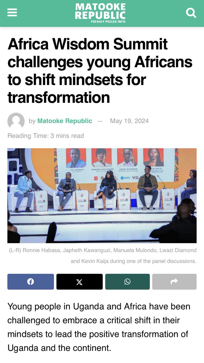 Africa Wisdom Summit (@africawissummit) on Twitter photo Catch the <a href="/matookerepublic/">Matooke Republic</a> article that covers the Africa Wisdom Summit 2024 in Uganda.
Read the full article: shorturl.at/1DDL6
#AfricaWisdomSummit #AfWS2024 Catch the <a href="/matookerepublic/">Matooke Republic</a> article that covers the Africa Wisdom Summit 2024 in Uganda.
Read the full article: shorturl.at/1DDL6
#AfricaWisdomSummit #AfWS2024