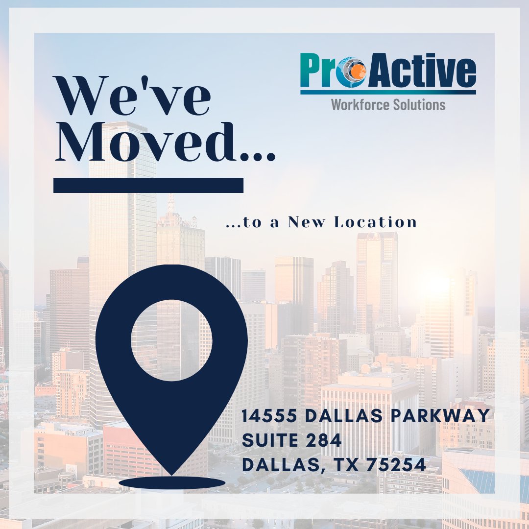 ProStaffNJ1's tweet image. 📣 Hey, Texas! We have an announcement! 📣 To accommodate our growing business, we&apos;ve decided to move to Addison! You can now find us at 1455 Dallas Parkway Dallas, TX.

Visit us at prostaff.com/texas for more information!

#addisontx #texasrecruiting #texas #staffingagency