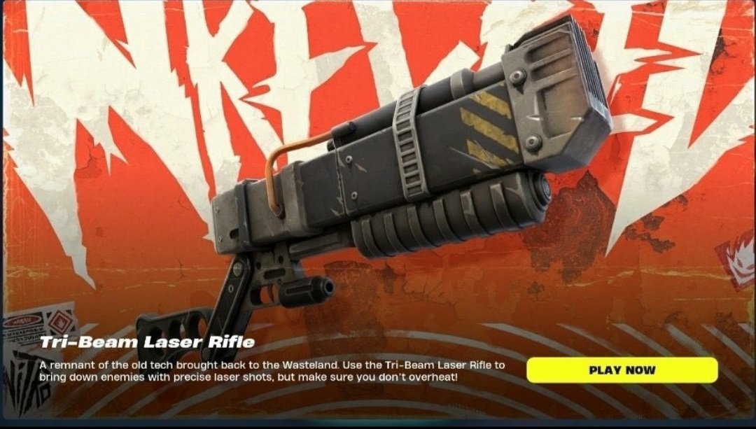Rorimir_TV's tweet photo. Se Espera Que El Rifle Láser Tri-Beam Llegue Al Juego Más Tarde Hoy, Ya Que Apareció Brevemente Una Imagen Teaser En El Juego. Estadísticas: 
Daño 39 (Disparo En La Cabeza 59) Daños a Edificios/Alrededores 49 Daños a Vehículos 70 
Munición Infinita. #Fortnite #Newseason #TriBeam https://t.co/jTlcEDZYya