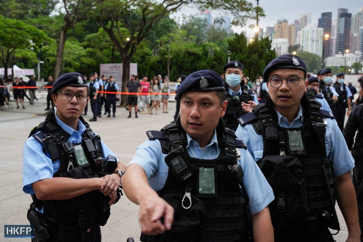hkfp's tweet photo. Tiananmen crackdown anniversary: A young man was taken to a temporary police stand outside a patriotic carnival for questioning before being taken away in a police vehicle. 

Full coverage:  https://t.co/yFBV3b9a87 

Photos: Kyle Lam/HKFP. https://t.co/W0YCKZRxQW