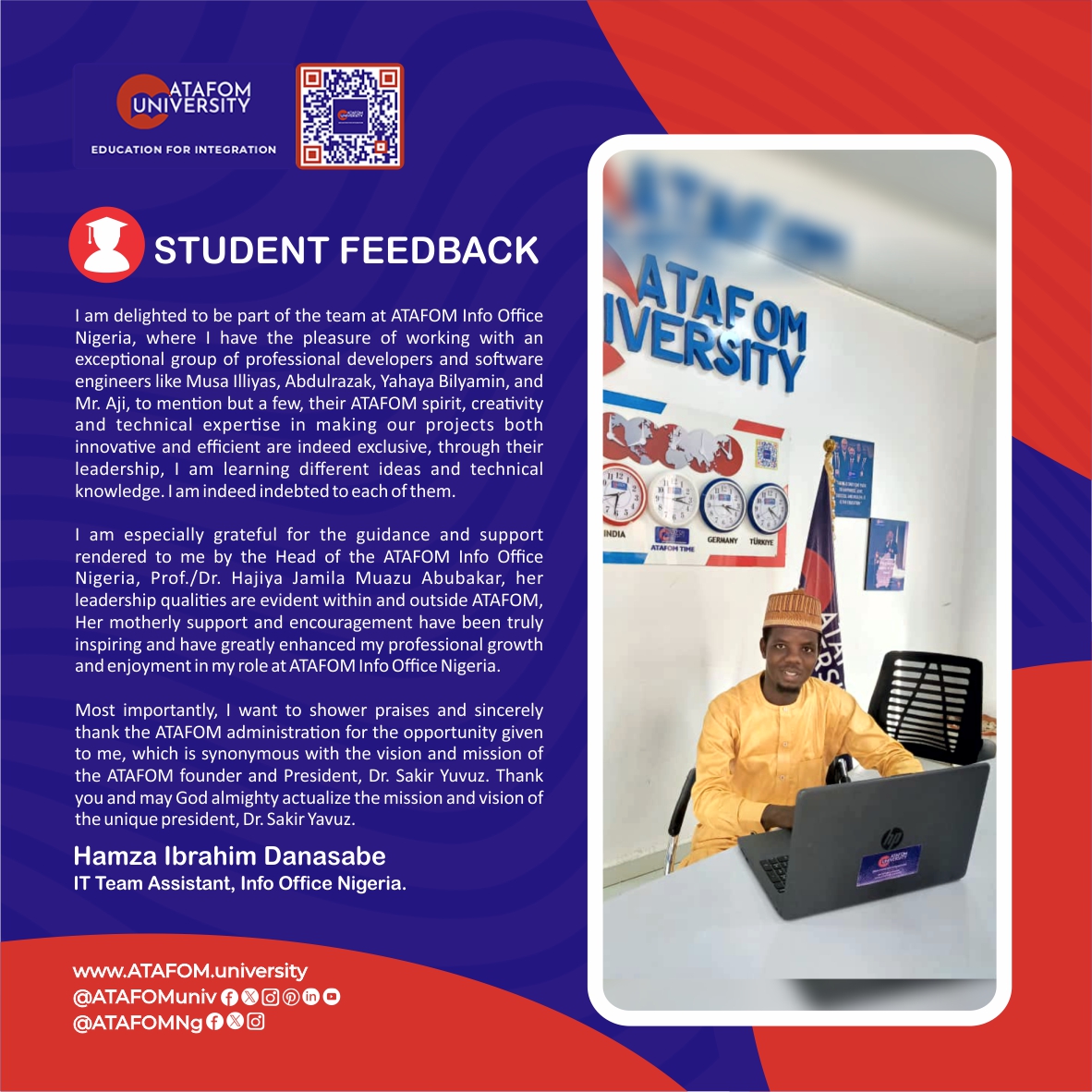 AtafomNg's tweet photo. STUDENT FEEDBACK π¨βπ
Visit Our Website: https://t.co/INfe5qRxOQ
#Studentfeedbacks #ATAFOM #ATAFOMNg #nigeria #onlineuniversity #Itcourses #itlearning #ATAFOMUniversity #onlinecampus #onlinelearning #education #SakirYavuz #PerfectTimingHolding #admissionopen2024_25 https://t.co/iklYlZpl8d
