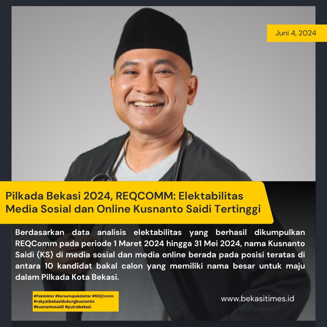 stefarays's tweet photo. maju terus pak dokter🔥 
#Pakdokter
#Bersamapakdokter
#rakyatbekasidukungkusnanto
#kusnantosaidi
#putrabekasi #REQComm https://t.co/IKMWJv9iM7