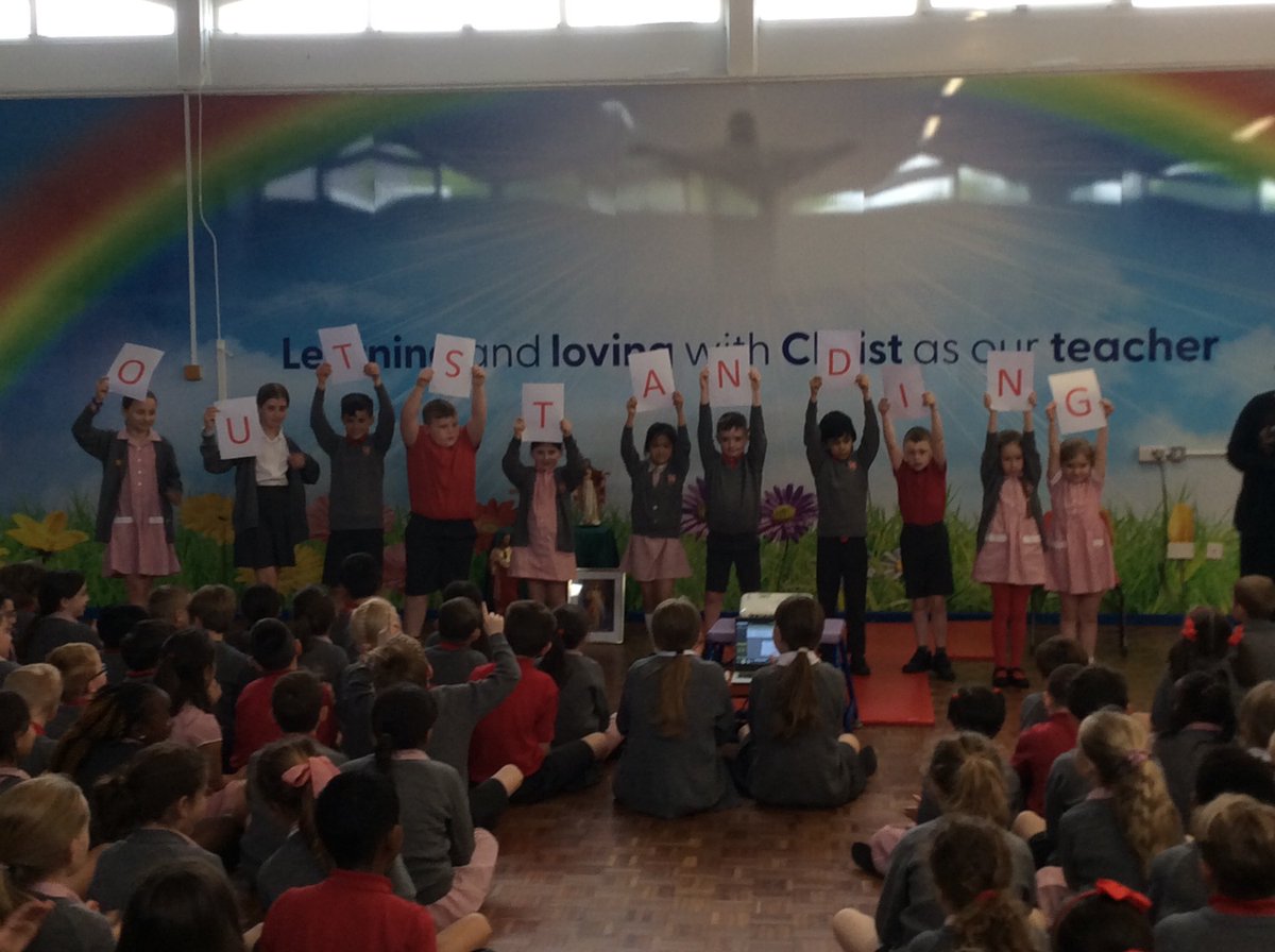 NewsfromSHS's tweet photo. In our assembly today we celebrated that we were awarded OUTSTANDING in our recent RE inspection. https://t.co/aTprN6LOJd