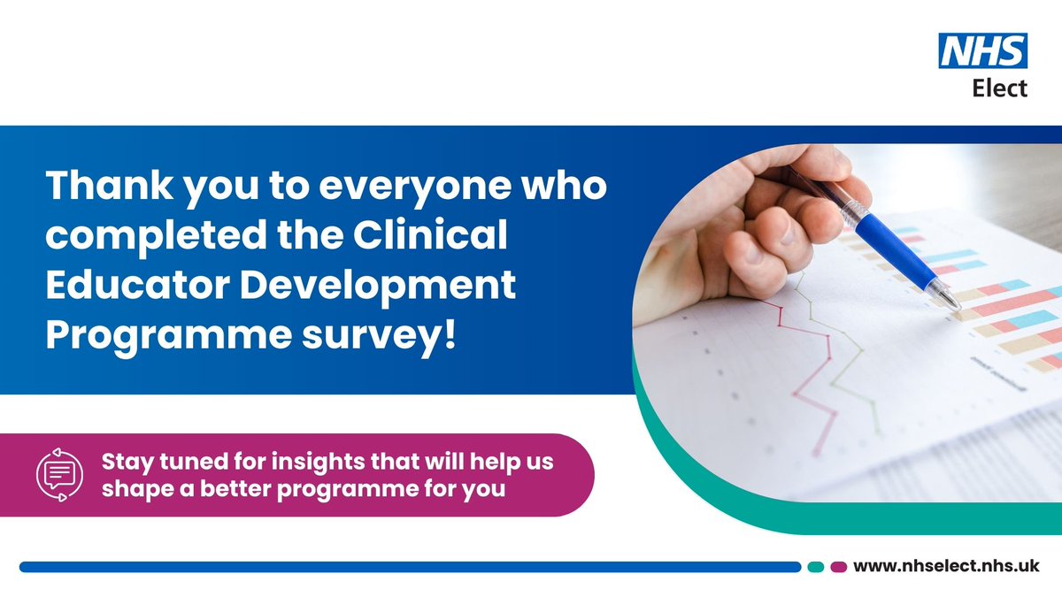 🎉 A big THANK YOU to everyone who completed the #ClinicalEducator Development Programme survey! An incredible 894 of you responded from across the UK. 📊 We're now analysing the data: stay tuned for insights and findings that will help us shape a better programme for you.