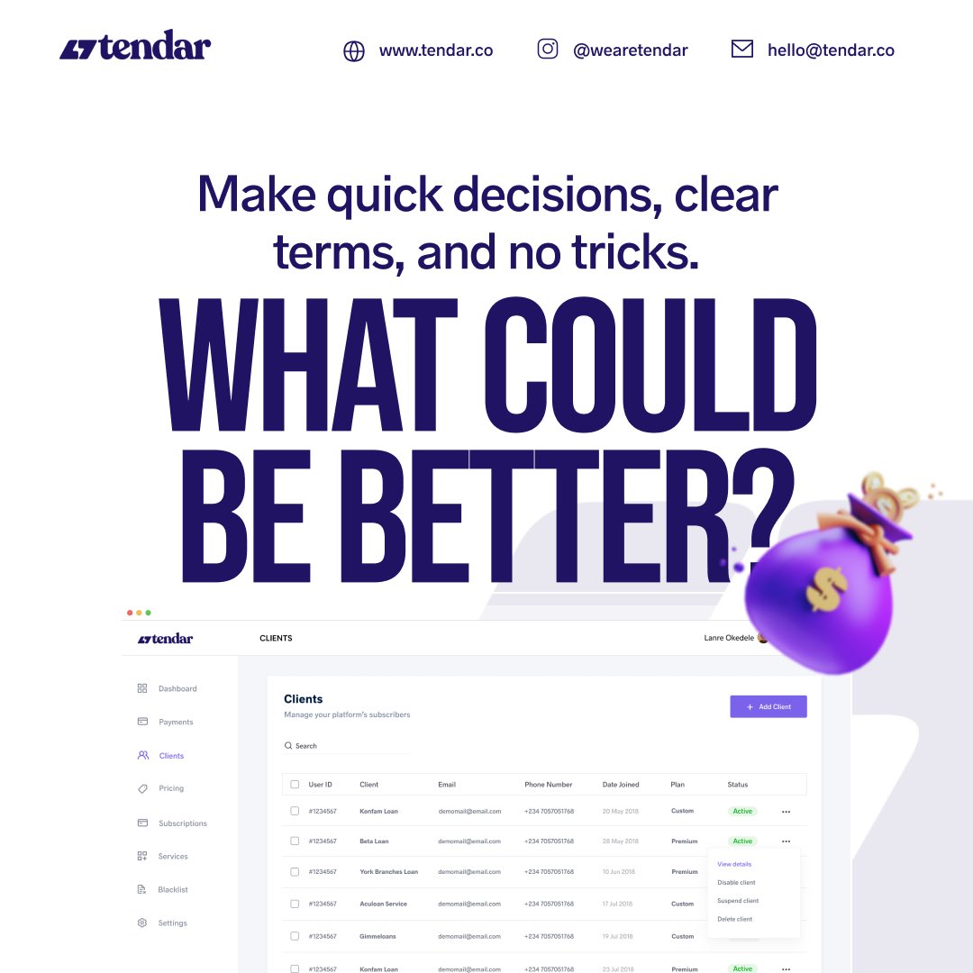 wearetendarr's tweet photo. Tendar’s Lending API helps your team make quick decisions on loan applications.
✅Holistic information view.
✅Break down silos.
✅No paper work.
✅Clear terms.
✅ Team collaboration and up-to-date information amongst team.
✅ Tech enabled solutions
And more…
#loansoftware https://t.co/uPsUetPfKU
