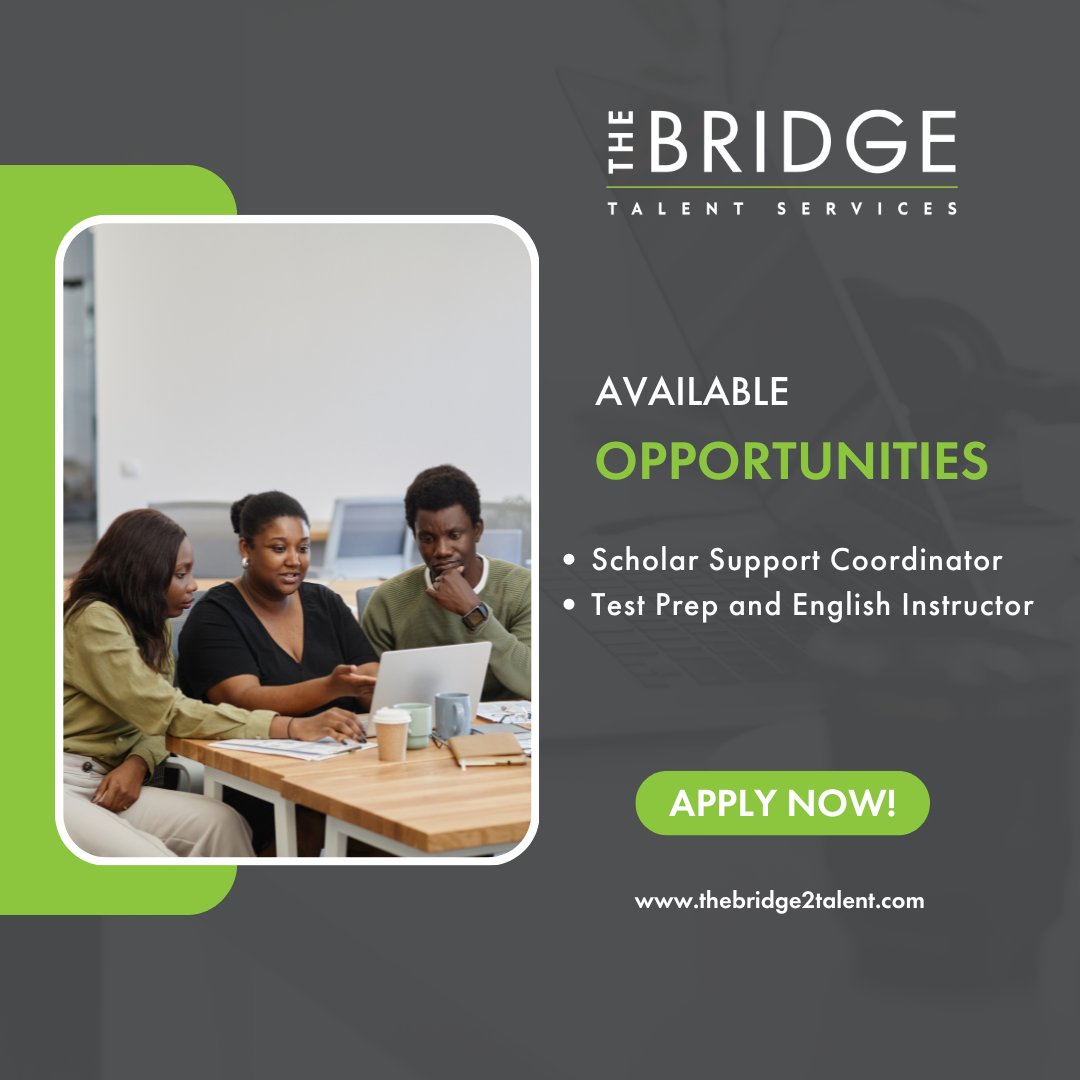 #NOWHIRING @isomo_rw is looking for a Scholar Support Coordinator and a Test Prep and English Instructor. Join the team and help build a lifelong fellowship of high-capacity leaders in Africa.
thebridge2talent.com/job-openings/