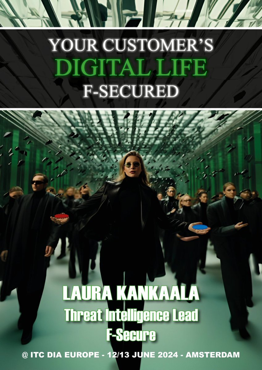 At ITC DIA Europe Amsterdam 2024, you’ll find the most inspiring speakers and minds in the insurtech and insurance industry, such as Laura Kankaala, Threat Intelligence Lead at F-Secure (and AI-made Trinity from The Matrix).

itcdiaeurope.com/event/amsterda…

#insurtech #insurance