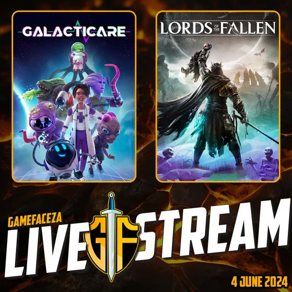GameFaceZA's tweet photo. TONIGHT !!! Live recordings for #MyFirstHour. 
🎮Galacticare - Build, manage and optimize intergalactic hospitals.
🎮Lords of the Fallen - An action role-playing video game played from a third-person perspective with adopted elements from Soulslike games. https://t.co/pR0w6iT9ew
