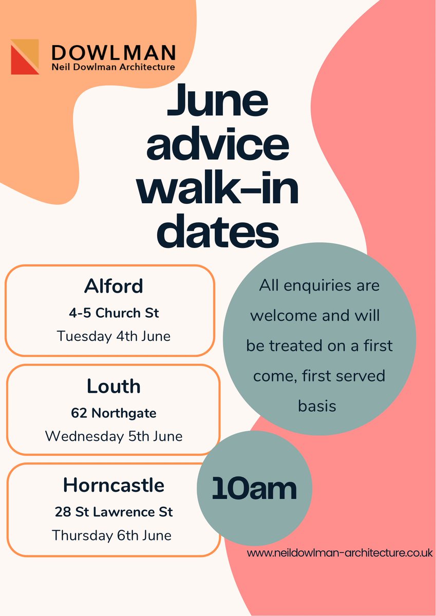 Don’t worry if you missed our Alford walk-in today, Neil is at our Louth and Horncastle Offices tomorrow and Thursday at 10am! Don’t miss out!  🤩🙌🏻

#neildowlmanarchitecture  #freeadvice