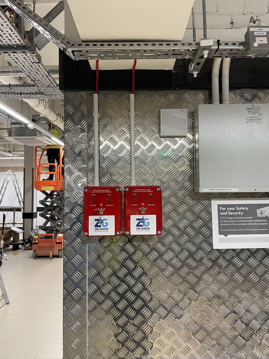 powertechltd's tweet image. Zone guardian key switches mounted and wired back to pumps and flow switches wired to alarm system on a new Lidl in Wandsworth #electricalcontractor #alarmmonitoring #firesprinklerssavelives