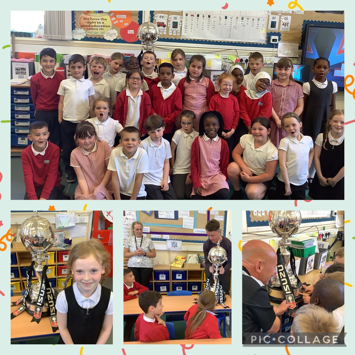 We were really lucky to have a visit from Gateshead football club yesterday to share with us the winning trophy and tell us some information about their journey to winning it - displaying all of our PE values! <a href="/MrSmith_falla/">Mr Smith</a> <a href="/Miss_Carr_Falla/">Miss Carr</a> <a href="/FallaParkSchool/">Falla Park Community Primary School</a>