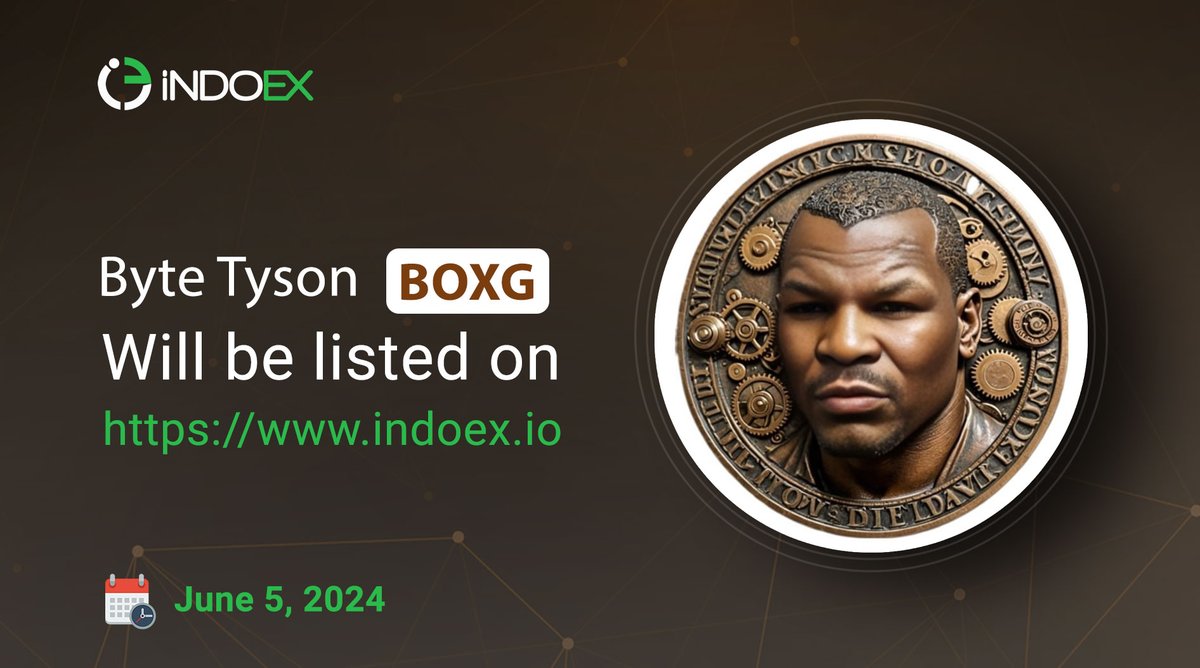 Indoex_LTD's tweet photo. Byte Tyson (BOXG)
Upcoming Listing On June 5th, 2024
Visit:https://t.co/qiXTvrnjZb
Twitter: https://t.co/wyY4x4qs7T
TG: https://t.co/HUbSnyAU12
Visit: https://t.co/QZA9JUjXmJ
Follow us on: https://t.co/fcRtWqFd4h
@bytetysoncoins
#BOXG #IndoEX #announcement #newlistings https://t.co/mgb3XVZR2O