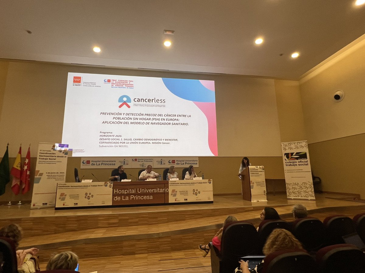 ColegioTSMadrid's tweet photo. #3JornadaCoordinaciónSS |🗣️Rosa Gómez, coordinadora e investigadora principal del proyecto Cancerless y del proyecto Co-Captain en FIIBAP-SERMAS, pone sobre la mesa la cuestión:

👉Prevención y Detección Temprana del cáncer en la población sin hogar en Europa https://t.co/ahqY7Qf1ct