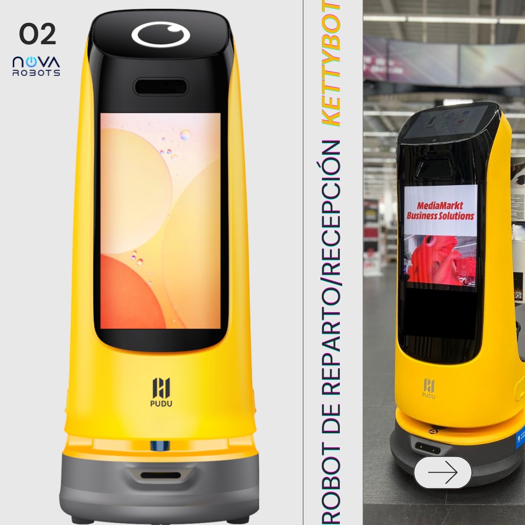 nova_robots's tweet image. Conoce a KettyBot, con una gran pantalla de anuncios para reparto y recepción en entornos como museos, concesionarios, centros comerciales y supermercados✨Disponible para compra o alquiler en novarobots.es/contacto-2/
#Pudu #NovaRobots #robotica #ia #technologia #tendencia #fyp