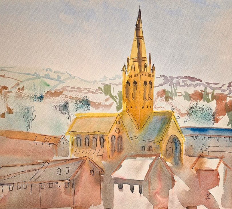 ArtbyMikeJory's tweet photo. A mixed media approach to capturing the landscape https://t.co/GzniK8HTVA #buyintoart #aYearForArt #FillThatEmptyWall #artmatters #ExeterPainting #Exeter #ImpressionistPainting #churchTower #Devon #mountDinham #LandscapePainting #surrealArt https://t.co/QGwXluuu3g