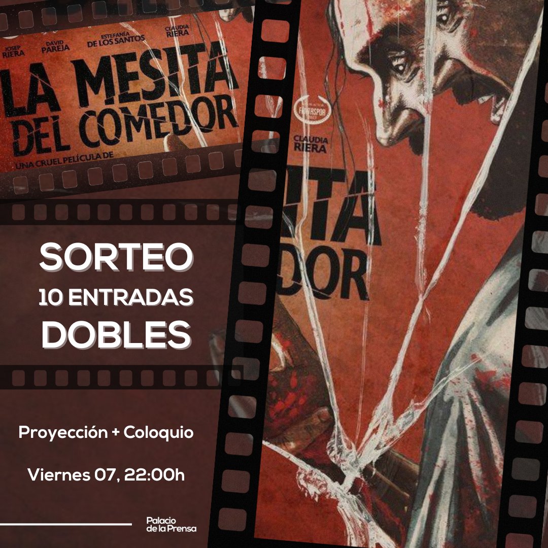 palacioprensa's tweet photo. 🎬✨SORTEO✨🎬 #LaMesitaDelComedor, de @cayecasas, es el fenómeno del momento. 
Este viernes, ven gratis a su presentación, con @davidpareja  y el equipo de la película. Participa:

1️⃣ Síguenos en @palacioprensa
2️⃣ Retuitea este post
3️⃣ Comenta con quién quieres ir
🍀¡Suerte!🍀 https://t.co/wpCWZATWU7