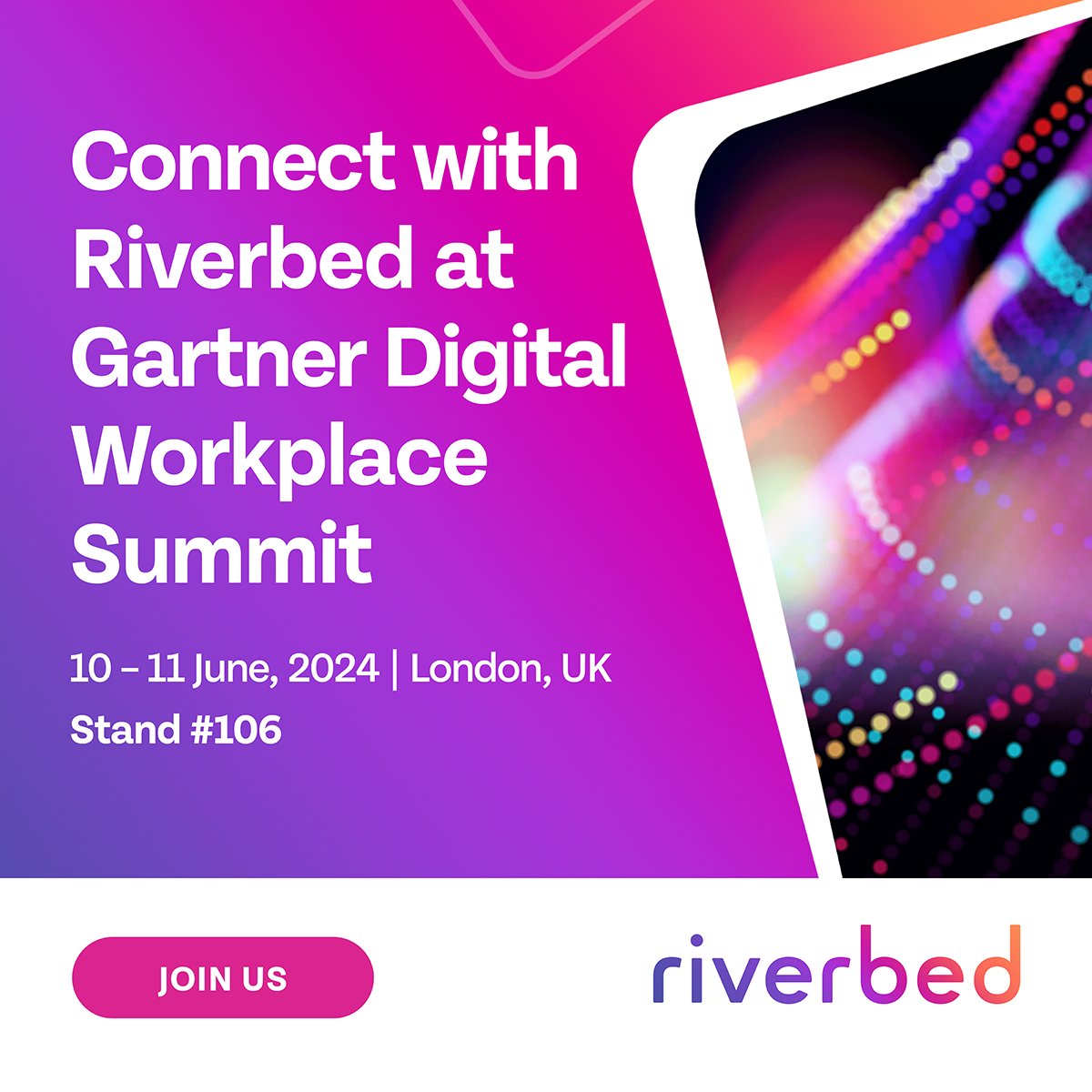 riverbed's tweet image. Don&apos;t miss our speaker session, &quot;Explore the Power of AI and Observability for Optimal Digital Experiences with Riverbed&quot; on 11 June, 1:30PM at #GartnerDW, London! 👉 Come see us next week, 10-11 June at stand 106.  rvbd.ly/3ySrX6S