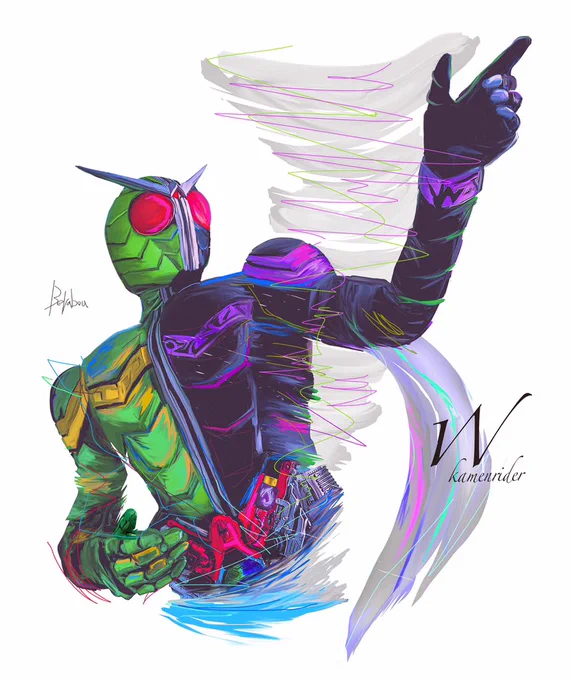 話題さらう風の街の戦士達#仮面ライダーダブル #風都探偵#KamenRiderW #FANART 