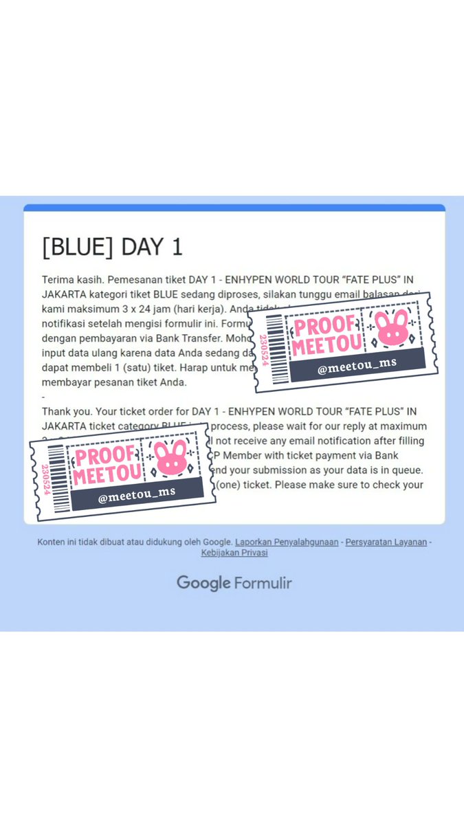 meetou_ms's tweet photo. WTS ENHYPEN WORLD TOUR FATE+ IN JAKARTA 

 DAY 1 BLUE A
 - self payment langsung ke mecima
- dm for details
Alasan dijual : Pindah hari ke day 2

want to buy wtb want to rent wtr mecima mcp membership enhypen engene konser #FATEPLUS_IN_JAKARTA https://t.co/FTjd3I5H01