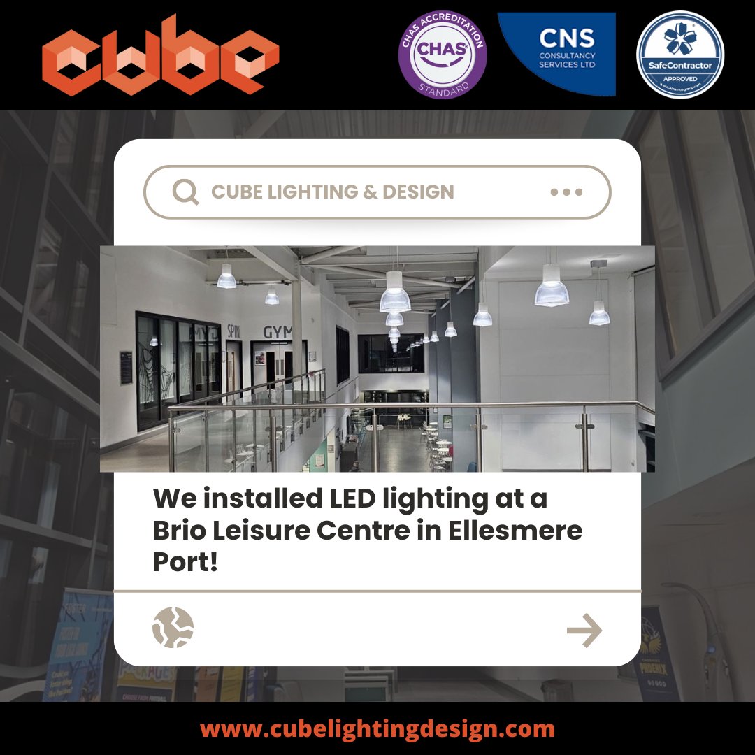 Cubelighting's tweet image. We completed an LED Lighting upgrade at Brio Leisure Centre (@brio_leisure) in Ellesmere Port.⁠

Swipe to see!⁠

Want to see more of our work? Visit cubelightingdesign.com/case-studies

#LEDLighting #CommericalLighting #CaseStudy #TuesdayMotivation