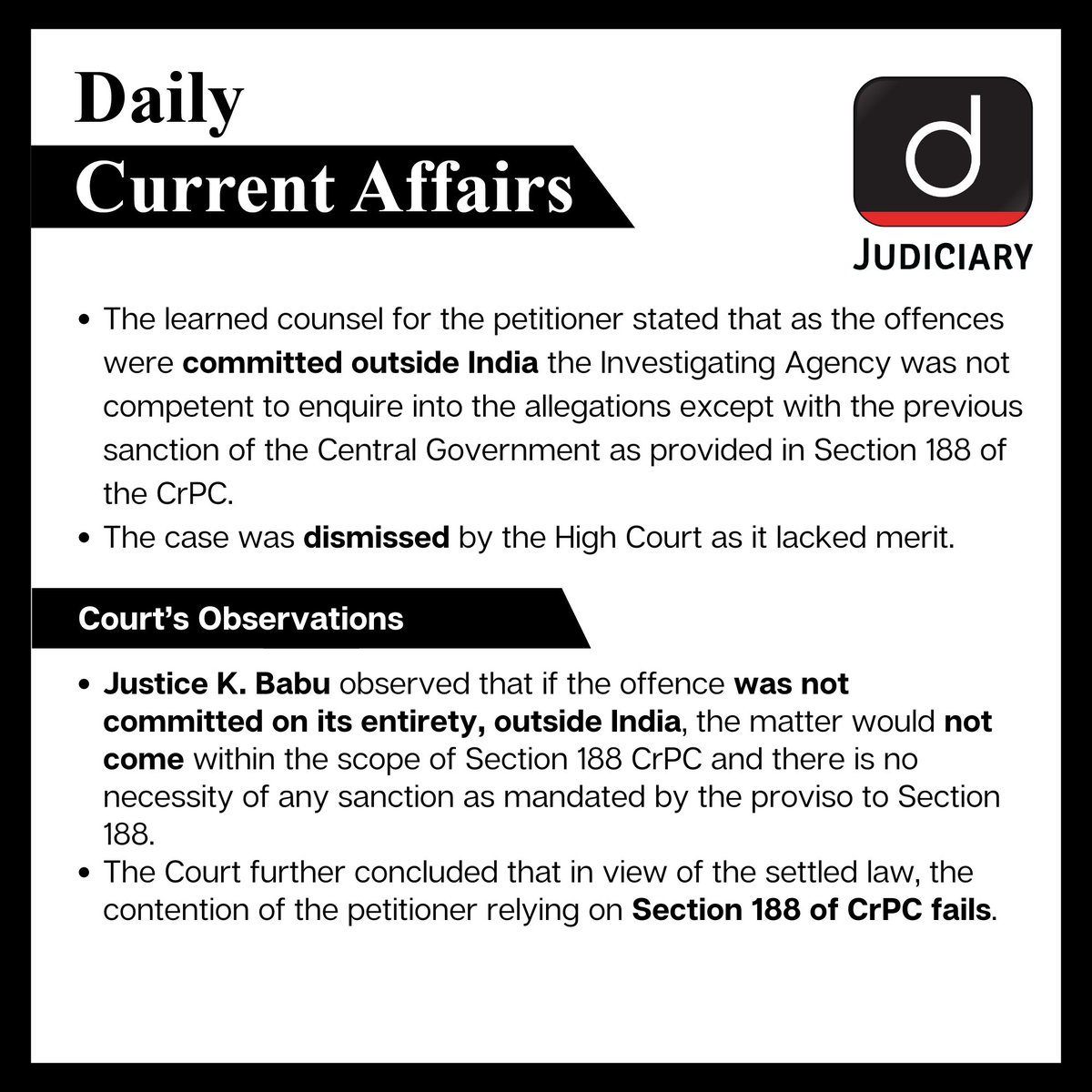 Legal Lense: Exploring the Legal Current Affairs.

Check our website: Link in bio!

#Judiciary #CurrentAffairs #RecentNews #LatestUpdate #Law #Lawschool #LawStudent #CLAT #LegalNews #ConstitutionOfIndia #IndianLaw #Lawyer #JudiciaryPreparation #DrishtiJudiciary #TeamDrishti