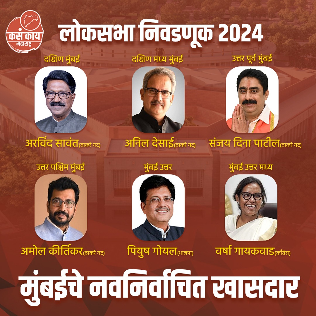 लोकसभा निवडणुकीत निवडून आलेले मुंबईचे नवनिर्वाचित खासदार.
.
.
#LokSabhaElection2024 #Election2024 #ElectionResults #mumbai #kasakaimumbai #maharashtra #Mahayuti #MahaVikasAghadi