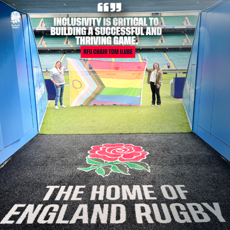 EnglandRugby's tweet photo. Flying the flag for inclusion and diversity in rugby!

#Pride | #PrideMonth