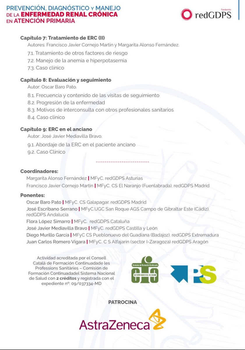 redGDPS's tweet photo. Tras la publicación del nuevo algoritmo de #ERC de la @redGDPS …sigue formándote en ERC con el curso “PREVENCIÓN, DIAGNÓSTICO Y MANEJO DE LA ENFERMEDAD RENAL CRÓNICA EN ATENCIÓN PRIMARIA”.

Dirigido a médic@s de atención primaria.

Actividad acreditada‼️ https://t.co/tH1c64y3hH