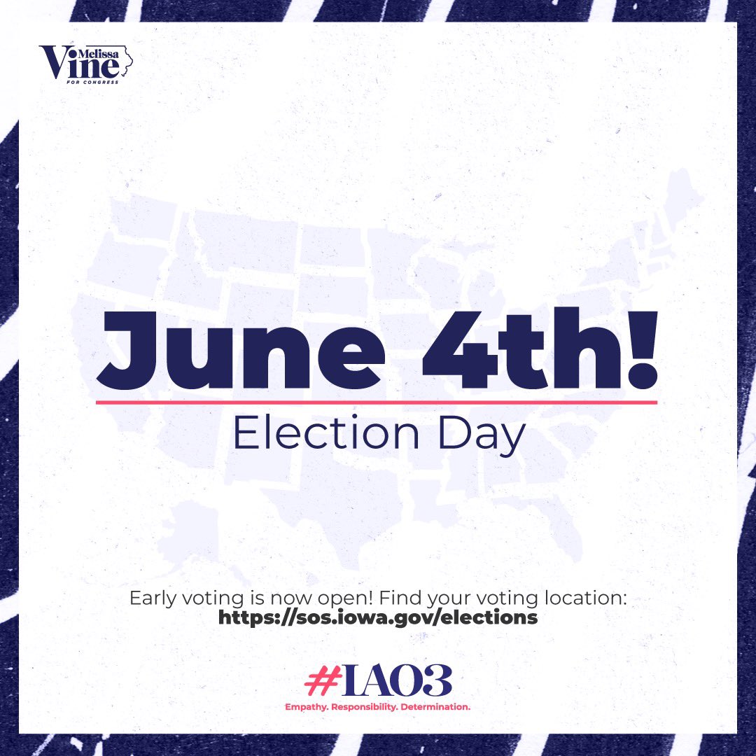 ELECTION DAY!

🗳️More women in Congress! (now 29%)
🗳️Strongest candidate to take on anti-choice Zach Nunn (leading by 6% in polls against Nunn while opponent is only 3%)
🗳️Protect abortion &amp; IVF rights, lower costs, protect our seniors!

(1/2)

#IA03 #IApolitics