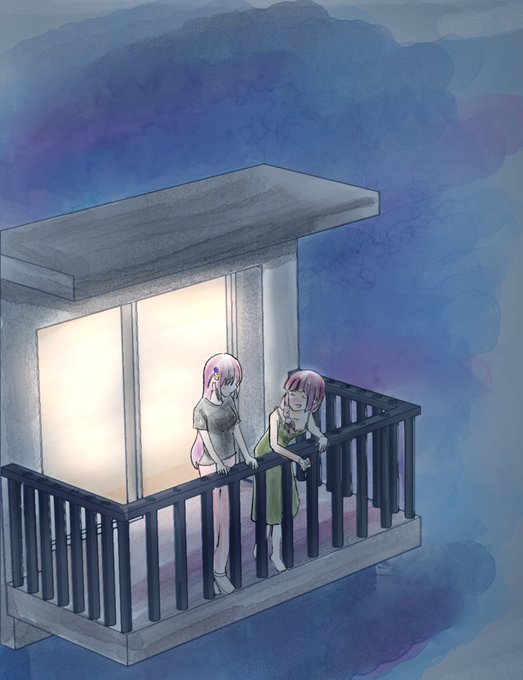「railing standing」 illustration images(Latest)